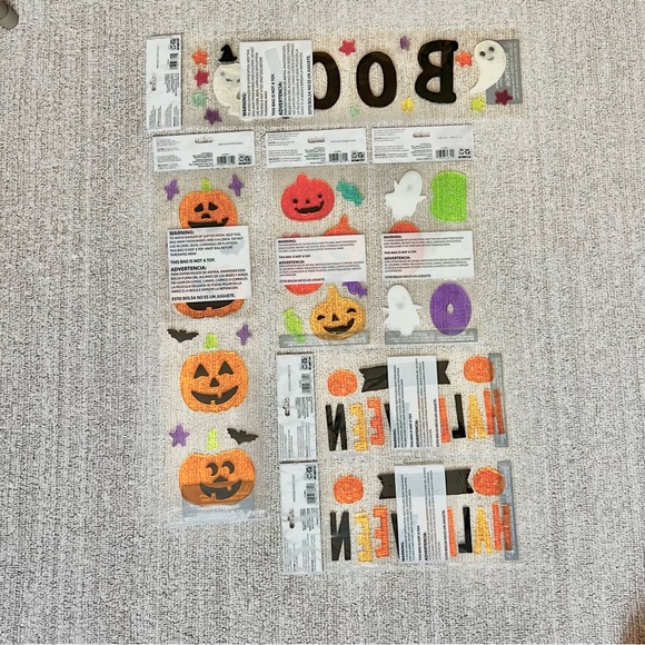 Halloween Gel Window Cling Stickers BOO! GHOST & PUMPKINS Bunch NEW - Picture 2 of 2